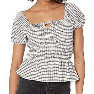 #55 NWT Madewell Tiered Peplum Top in Black/White